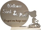 Welkom sint en piet bordje - hout - sinterklaas - piet - decoratie