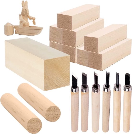 Bois de tilleul 11 pièces, bois de sculpture sur bois naturel, blocs de  coupe en bois