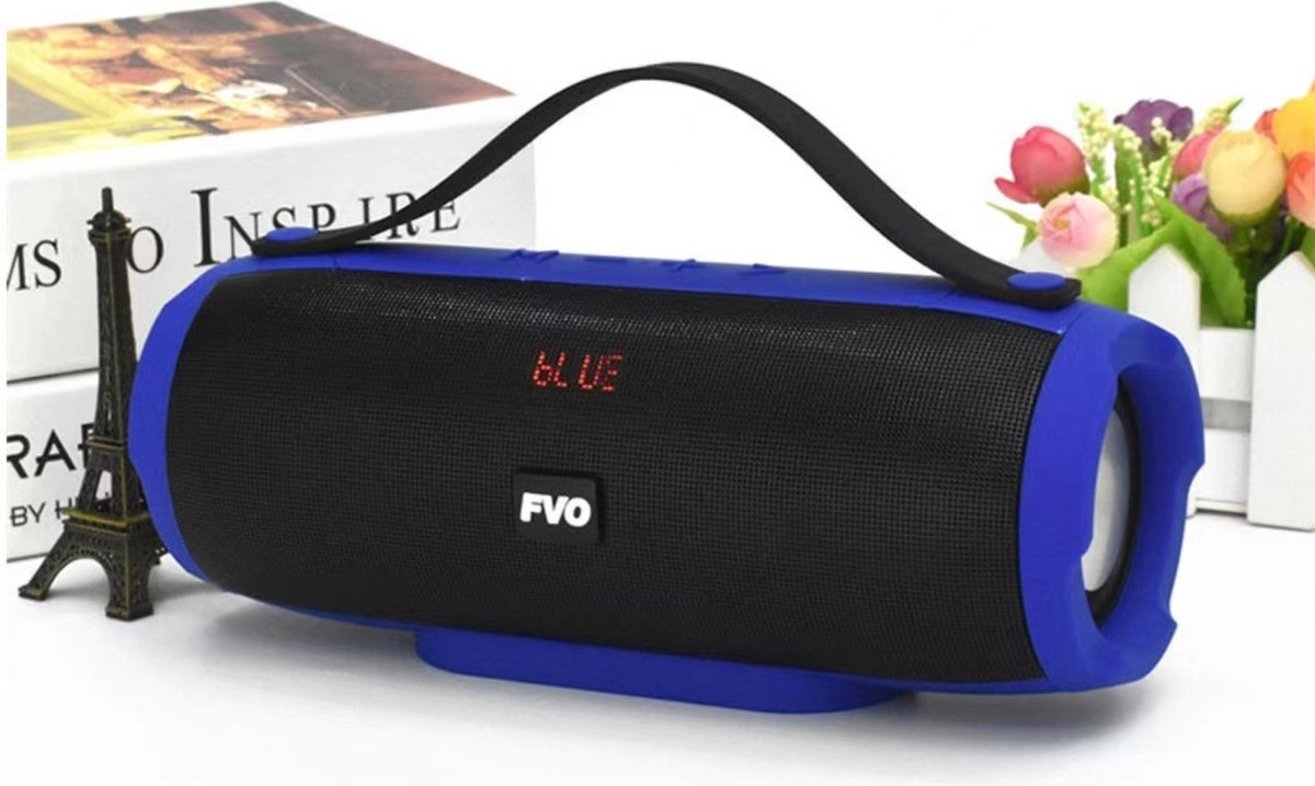 Pro-Care Draagbare Hifi Stereo Bluetooth Speaker Subwoofer - LED Screen - FM Radio Functie - Micro USB aansluiting - TF card - USB - AUX Aansluiting - Rubber Finish - Blauw