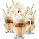 Latte Macchiato Glazen - Koffieglazen - Cappuccino Glazen - 310ML - + Gratis Lepels - 6x