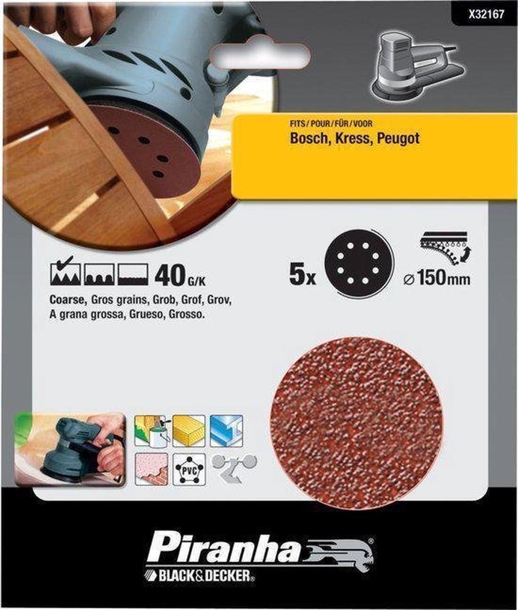 Piranha Schuurschijf excentrische schuurmachine 115mm, 40K 5 stuks X32167