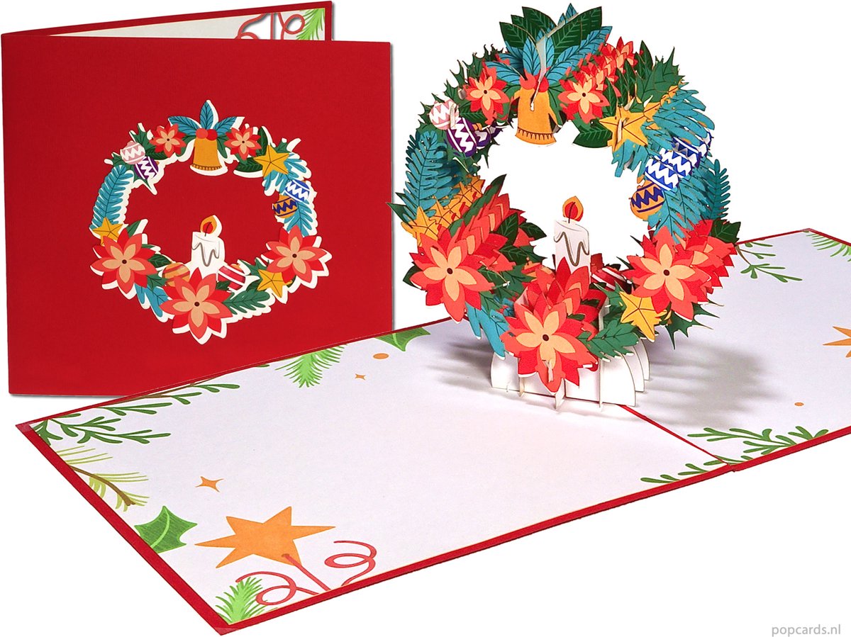 Lot 5 Cartes Joyeux Noël Rouge Brillant + 5 Enveloppes Blanches