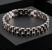 Presidential Armband - Horelogeband Stijl - Zilver kleurig - Staal - 10mm - Armband Mannen - Armband Heren - Valentijnsdag voor Mannen - Valentijn Cad