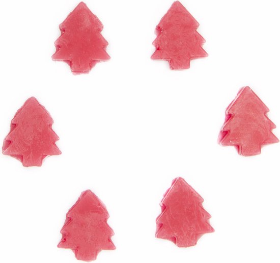 Wax melts, 6 stuks, Kerstboompjes, Rood, Rozengeur, Kerstmis, Winter