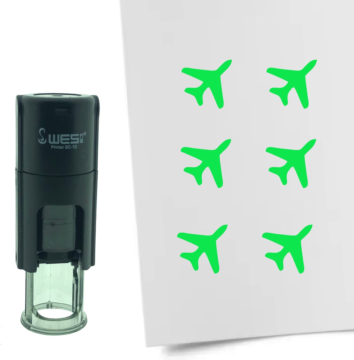CombiCraft Stempel Vliegtuig 10mm rond - groene inkt