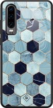 Casimoda® hoesje - Geschikt voor Huawei P30 - Blue Cubes - Hard Case Backcover - TPU - Blauw - Marmer