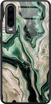 Casimoda® hoesje - Geschikt voor Huawei P30 - Groen marmer / Marble - Hard Case Backcover - TPU - Groen - Marmer
