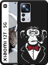 Xiaomi 12T / 12T Pro Hoesje Zwart Chimp Smoking - Designed by Cazy