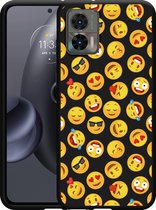 Motorola Edge 30 Neo Hoesje Zwart Emoji - Designed by Cazy