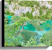 WallClassics - Canvas  - Plitvice Lakes National Park in Kroatie  - 40x40 cm Foto op Canvas Schilderij (Wanddecoratie op Canvas)