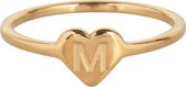 CHARMIN'S - INITIALS - BAGUE CHEVALIERE - COEUR - PLAQUE OR - LETTRE M - ACIER INOXYDABLE - WATERPROOF