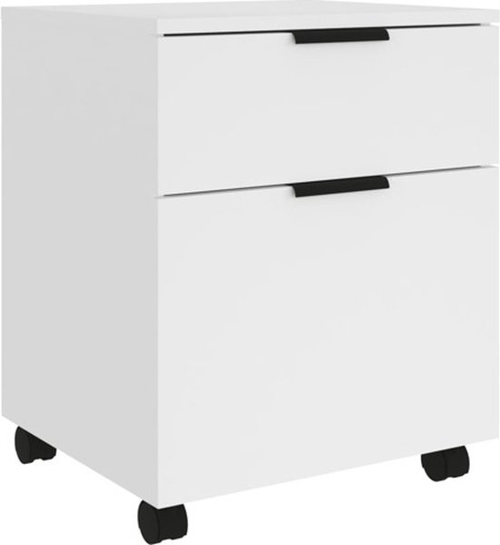 vidaXL Dossierkast verrijdbaar 45x38x54 cm bewerkt hout zwart, opberg kast, ladekast, bureaukastje, opbergkast, ladeblok, opslagkast, kastje, kast