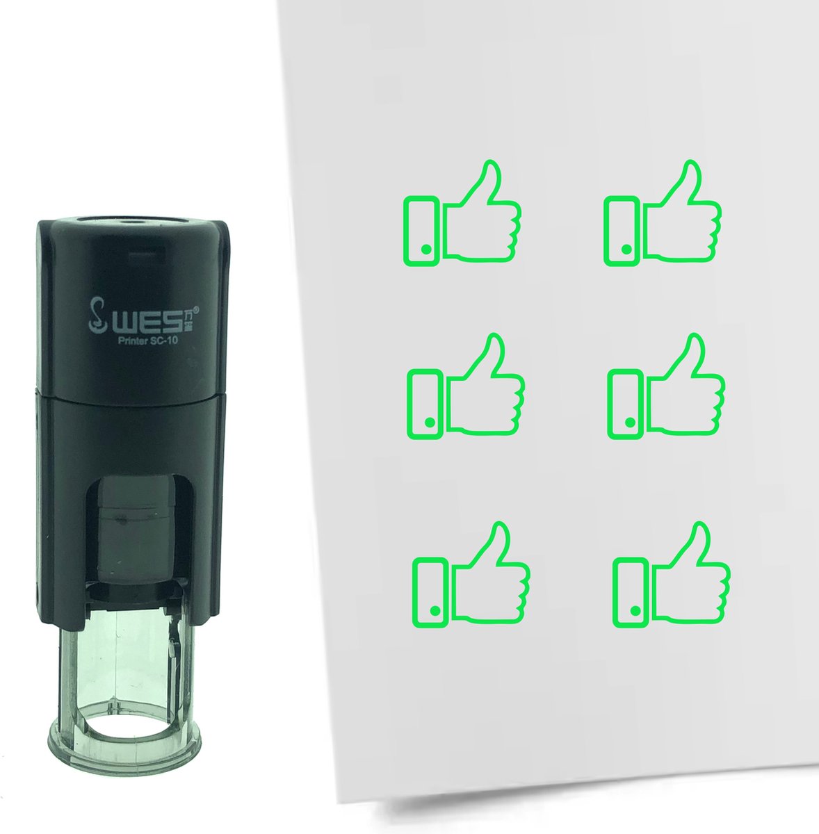 CombiCraft Stempel Like Duim 10mm rond - groene inkt