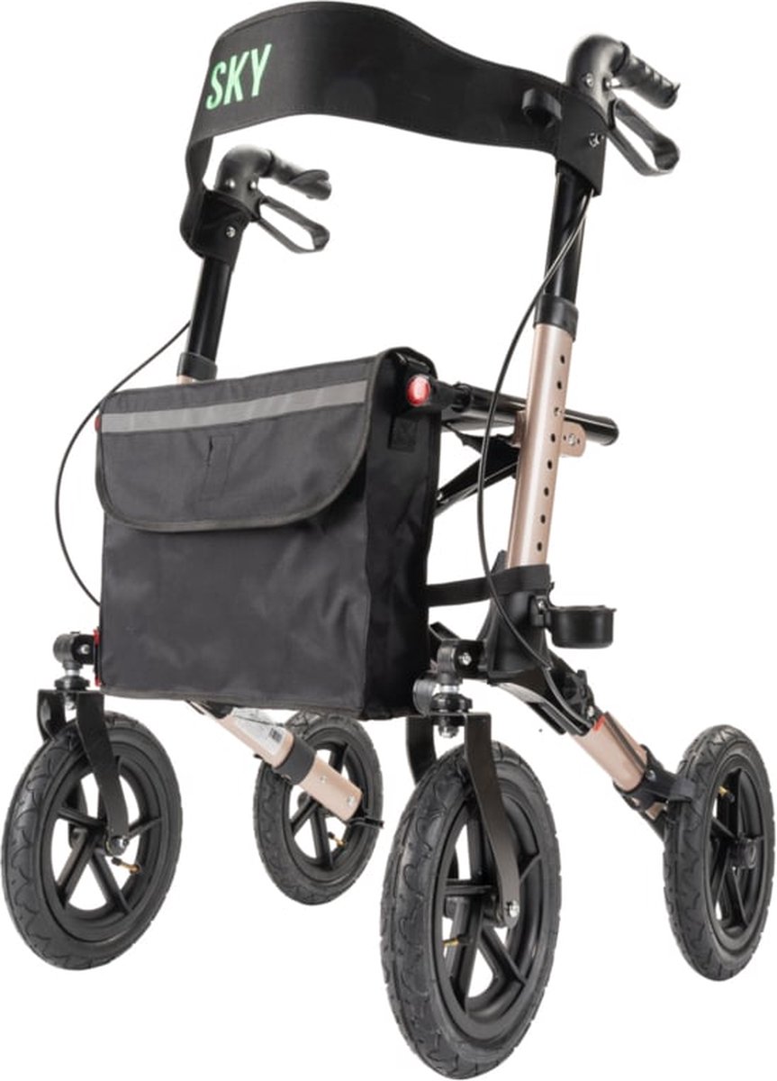Sky Air Champagne Lichtgewicht Outdoor Rollator Met Grote Luchtbanden Sky Air Champagne Lichtgewicht Outdoor Rollator Met Grote Luchtbanden