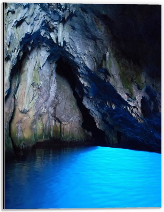WallClassics - Dibond - Lichtgevend Blauw Water - 30x40 cm Foto op Aluminium (Wanddecoratie van metaal)