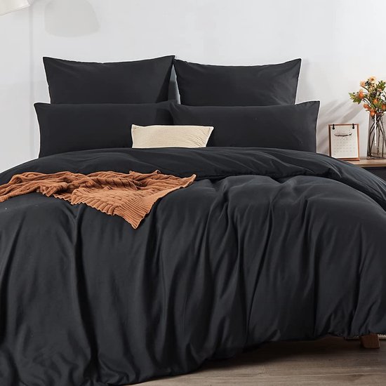 Soifox Beddengoed, 220 x 240 cm, zandkleurig/beige, zacht en aangenaam, strijkvrij en kreukvrij, dekbedovertrek 220 x 240 cm, set, met kussensloop 80 x 80 cm, set van 2, met ritssluiting