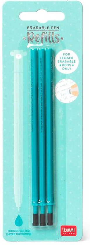 Legami Erasable Pen Refills - 3 stuks Turqoise - Navulling