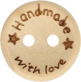 Houten knoop handmade with love 20mm (5st)