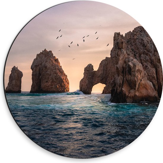 WallClassics - Dibond Muurcirkel - The Arch of Cabo San Lucas - 30x30 cm Foto op Aluminium Muurcirkel (met ophangsysteem)