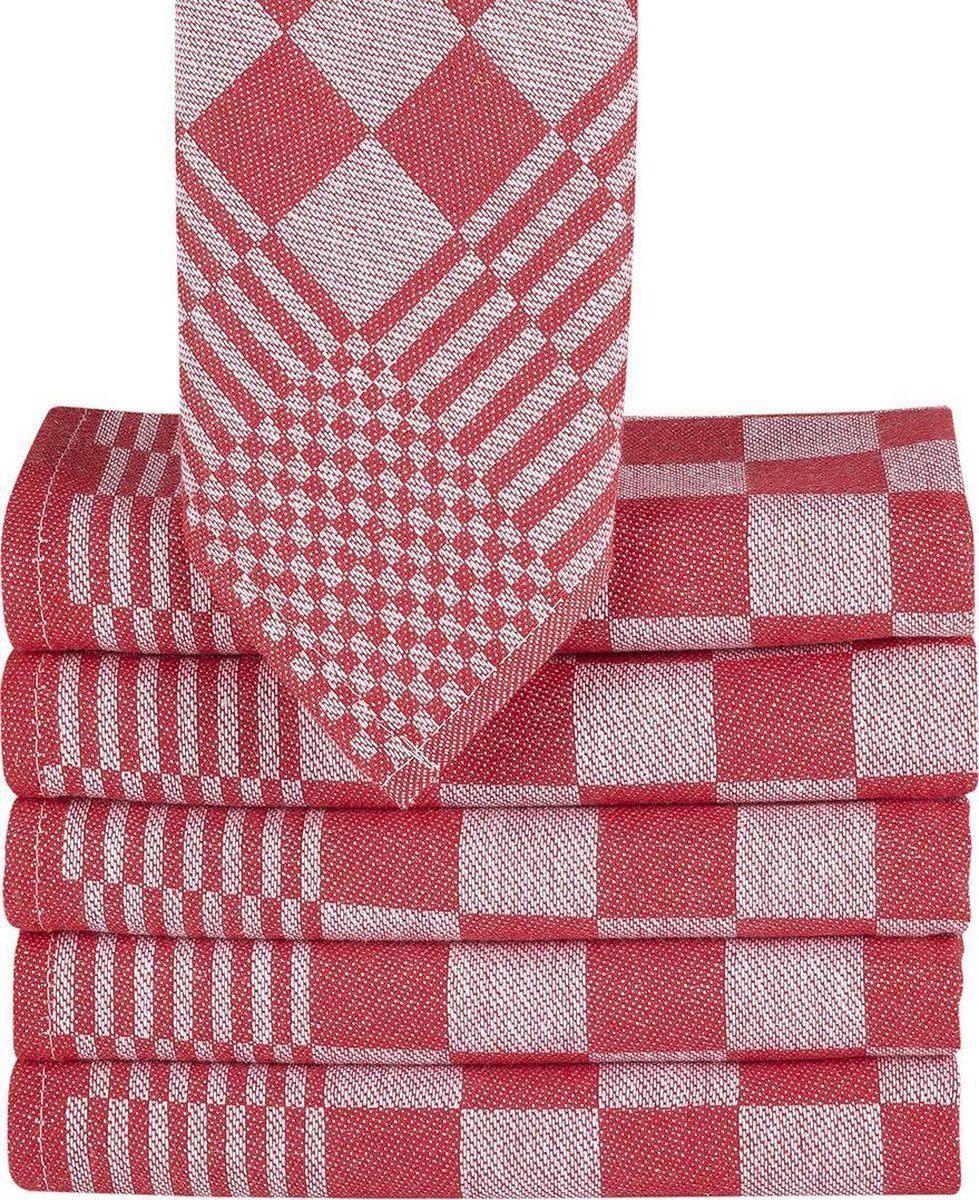 theedoeken rood / wit |set van 6 stuks | 65x65cm (Blokdoeken Pompdoeken ...