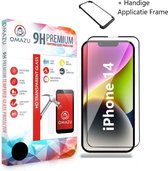 OMAZU 3D Tempered Glass Screenprotector, Apple iPhone 14 / 15 - 6.1’’(Full Screen) Met handige installatie applicator, 1-Pack