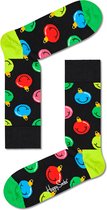 Happy Socks Jingle Smiley Sock - zwart met ballen - Unisex - Maat: 41-46