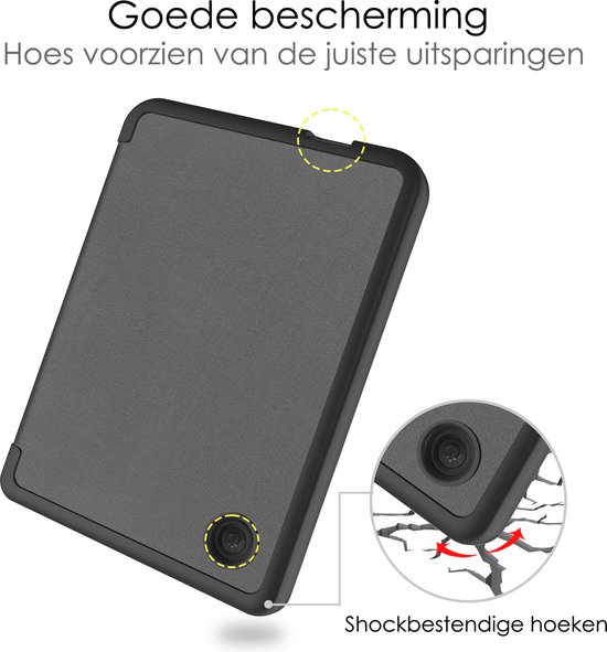 Hoes Geschikt voor Kobo Clara 2E Hoesje Bookcase Cover Book Case Hoes Sleepcover - Grijs van Merkloos — afbeelding 3