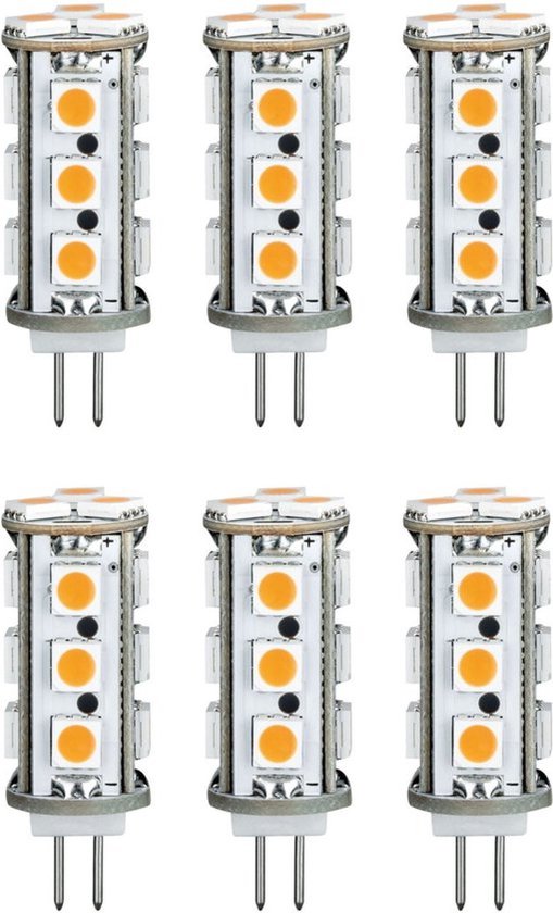 Lampes enfichables LED G4 12V - Lumière blanche chaude - 170 lm - 6 lampes enfichables