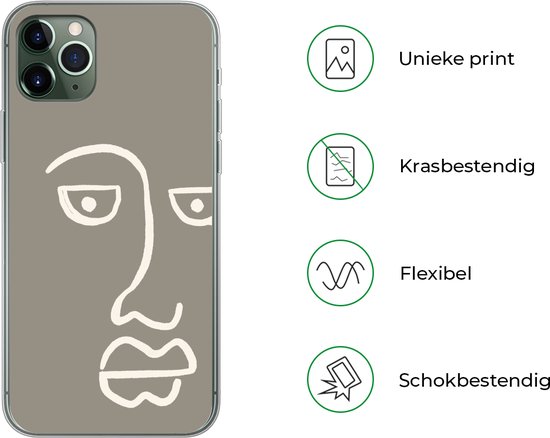 Coque iPhone 11 Pro Max - Visage - Abstrait - Line au trait - Coque de téléphone en Siliconen