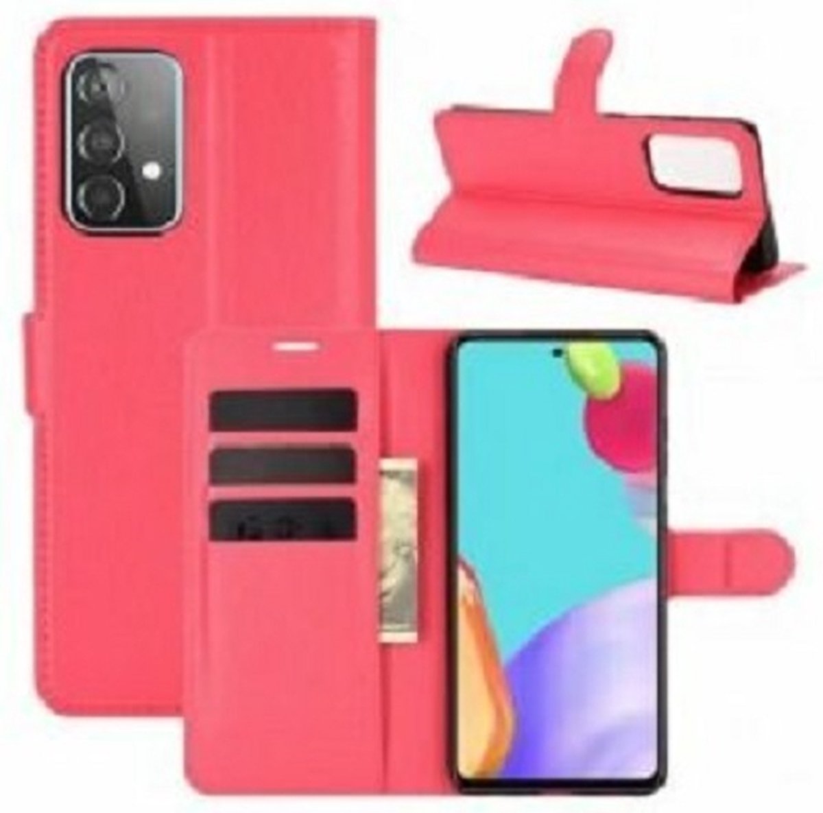 Samsung A52 4G Hoesje Met Pasjeshouder Bookcase Rood