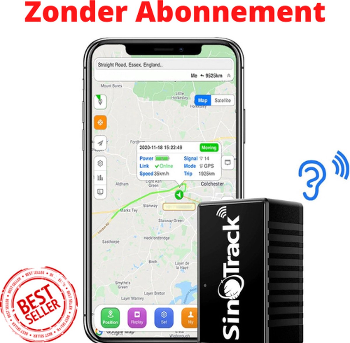 Sinotrack Mini – GPS Tracker – Voor Kind / Hond / Kat / Baggage / Auto – Zonder Abonnement – Gratis Simkaart en Houder