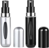 Hervulbare Parfumflesjes - Zilver + Zwart- 5ML - Verstuiver - Navulbaar