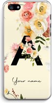 Gepersonaliseerd - Case Company® - Hoesje geschikt voor iPhone 5 / 5S / SE (2016) hoesje - Flirty Flowers Monogram - Soft Cover Telefoonhoesje - Bescherming aan alle Kanten en Schermrand