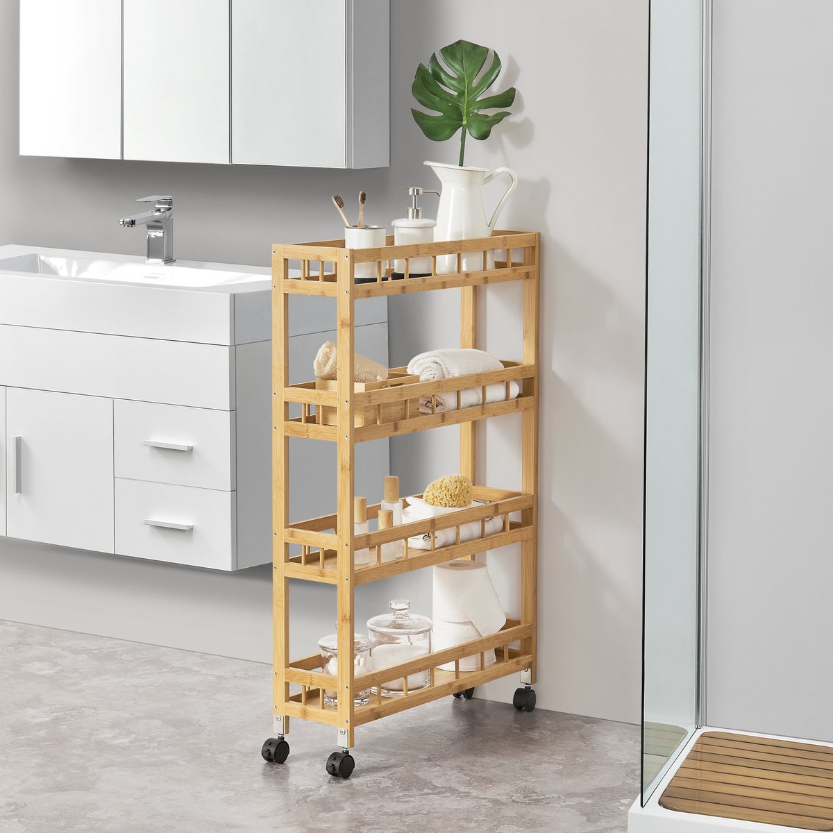 Keukentrolley Pyhäjoki met 4 planken 96x60x18 cm houtkleurig