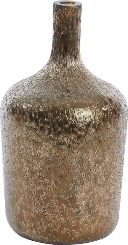 Vaas fles bol - goud - 17x27 cm
