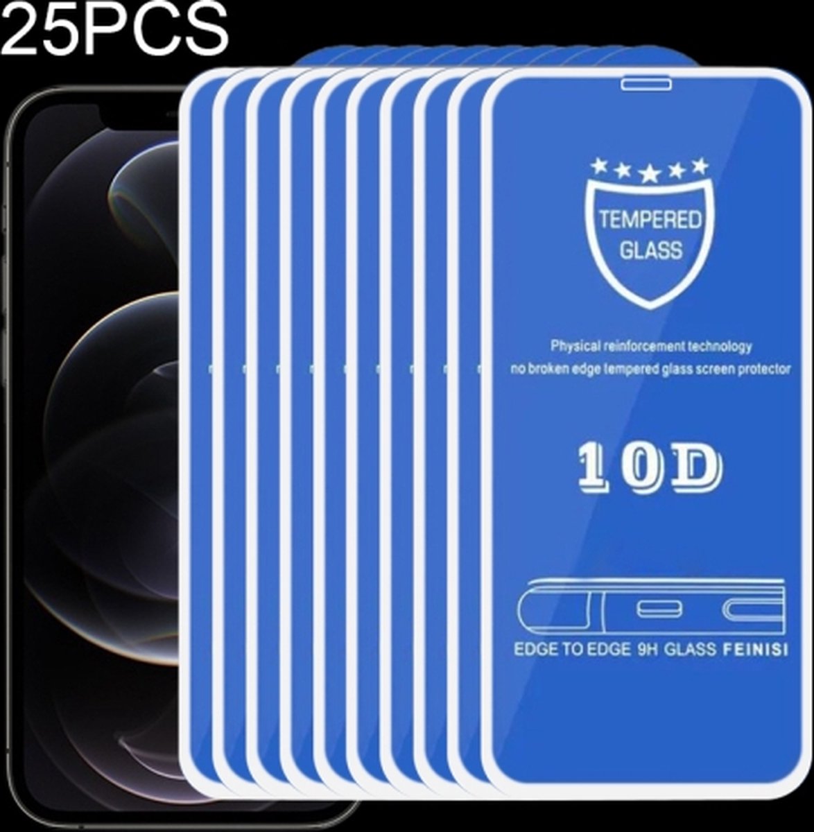 25 PCS 9H 10D volledig scherm gehard glas displayfolie voor iPhone 12/12 Pro (wit) - Merkloos
