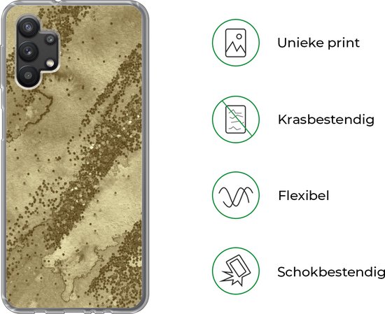 Coque Samsung Galaxy A32 5G - Glitter - Or - Abstrait - Coque de téléphone en Siliconen