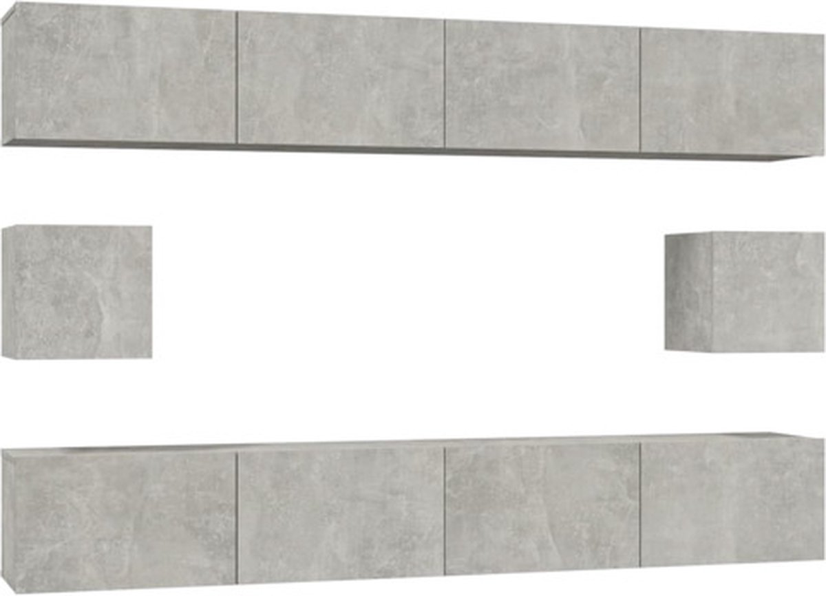 vidaXL - 6-delige - Tv-meubelset - bewerkt - hout - betongrijs