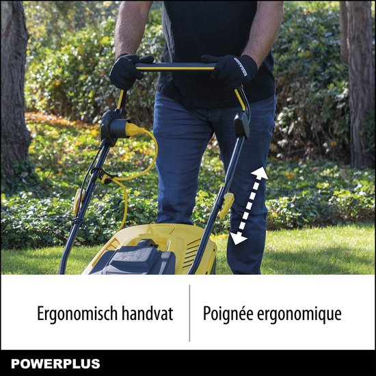 Powerplus POWXG6251 Elektrische grasmaaier - Grasmachine voor kleine en middelgrote tuin - 1600W - Maaibreedte 380mm - Verstelbare maaihoogte - Mulching functie - Incl. 40L opvangbak van Powerplus — afbeelding 4