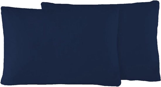 Sleepnight Kussensloop - 2 Pack bleu marine Effen Katoen - 50 x 70 cm - - 798481-2x-50 x 70 cm