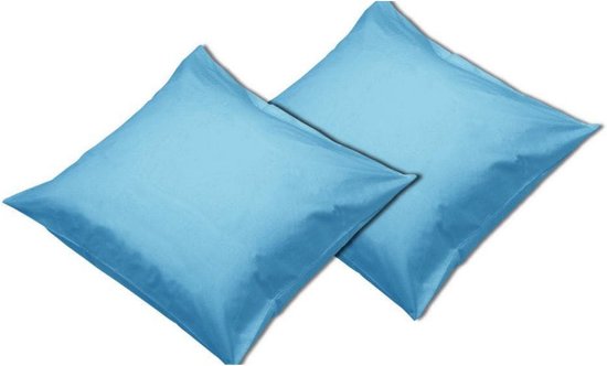 Sleepnight Kussensloop - 2 Pack turquoise Effen Katoen - 63 x 63 cm - - 863592-2x-63 x 63 cm