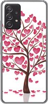 Geschikt voor Samsung Galaxy A53 5G hoesje - Een illustratie van een boom met hartjes - Siliconen Telefoonhoesje