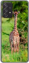 Geschikt voor Samsung Galaxy A53 5G hoesje - Baby - Giraffe - Planten - Siliconen Telefoonhoesje