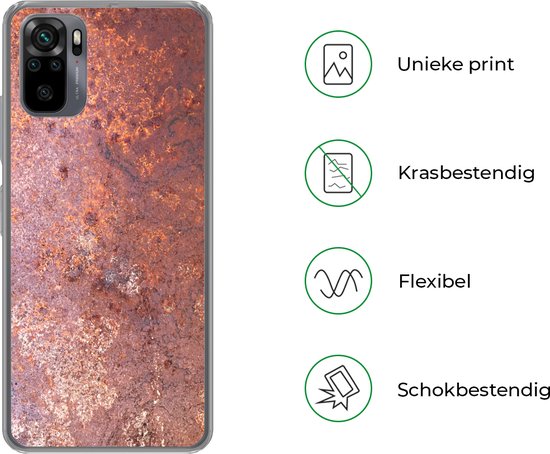 Coque Xiaomi Redmi Note 10S - Rouille - Plaque métal - Vintage - Coque Téléphone Siliconen
