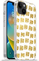 Geschikt voorApple Iphone 14 Plus - Soft case hoesje - Quotes - Kerstman - Spreuken - Ho ho ho - Goud - Siliconen Telefoonhoesje