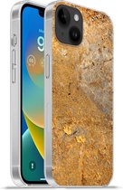 Apple iPhone 14 Plus - Soft case hoesje - Metaal - Roest - Goud - Grijs - Structuur - Siliconen Telefoonhoesje