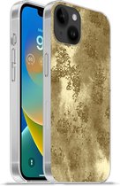 Geschikt voorApple Iphone 14 Plus - Soft case hoesje - Goud - Glitter - Structuur - Siliconen Telefoonhoesje