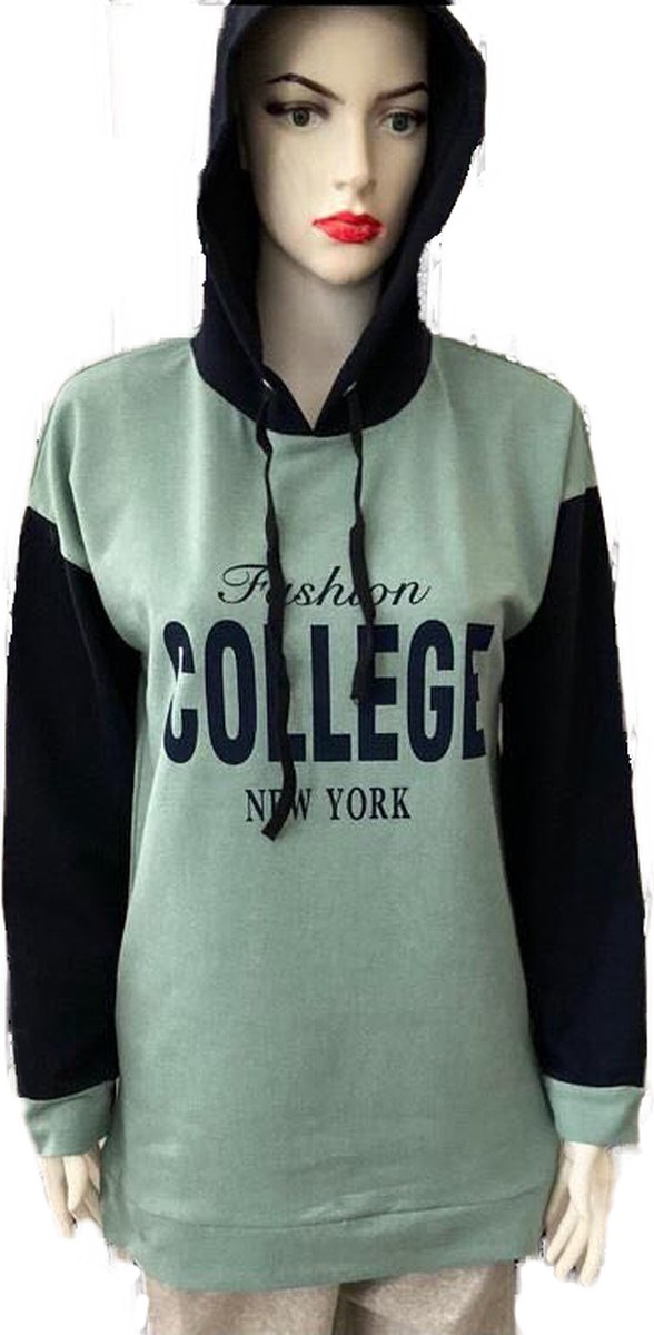 Dames Trui Groen en Donkerblauw - L