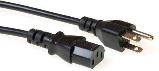 InLine 16650Y netsnoer, netstekker USA naar Euro 8 C7 stekker, 0,5 m zwart