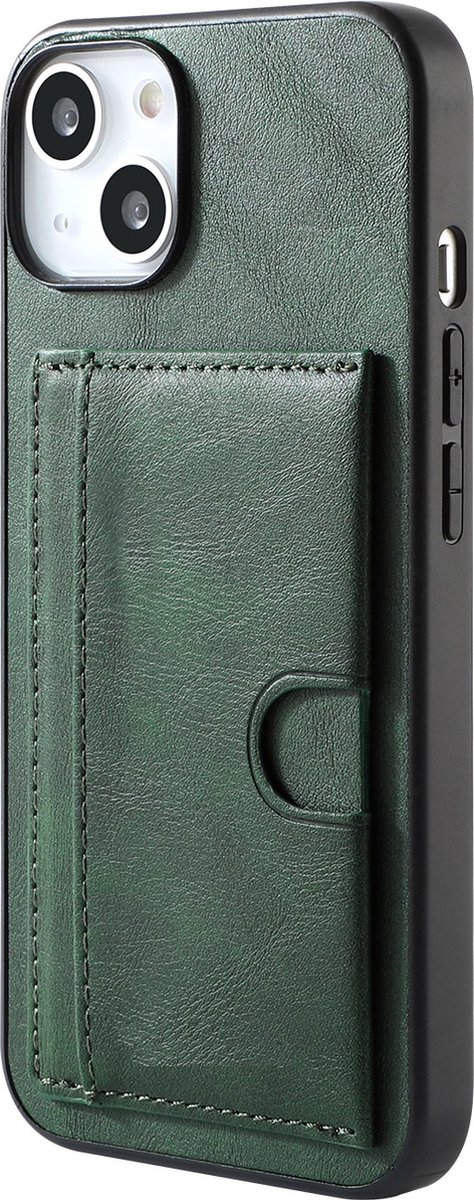 Phreeze Back Cover - Geschikt voor iPhone 14 Plus Hoesje - Met Kaarhouder en Standaard - Leer - Pasjeshouder - Groen